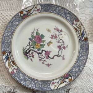 LENOX CHINA MING PATTERN 8.25" PLATE W 2" CUP CUT OUT GOLD TRIM BLACK BACK STAMP